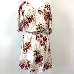 White House Black Market Floral Dress - Red and Cream